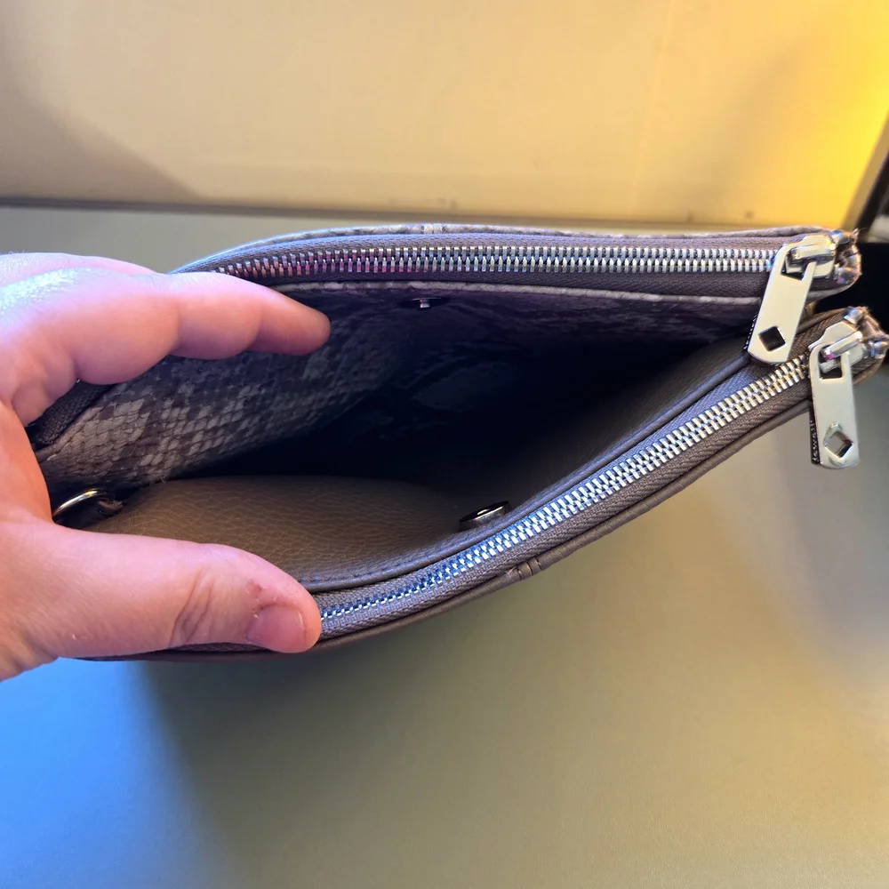 Thirty One Gray Snakeskin Vegan Leather Crossbody Convertible Bag, NWOT